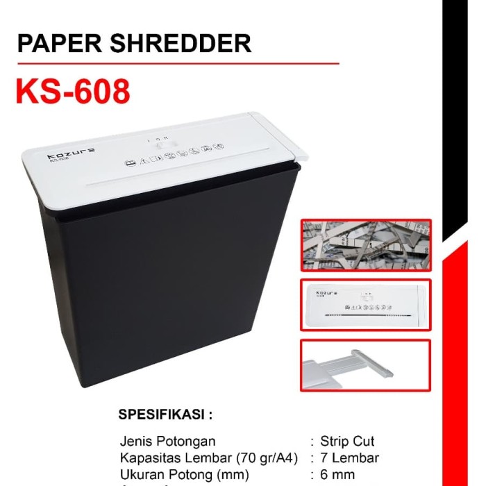 Paper Shredder Stripcut Kozure KS-608S Bandung Paper Shredder Stripcut Kozure KS-608S Bandung