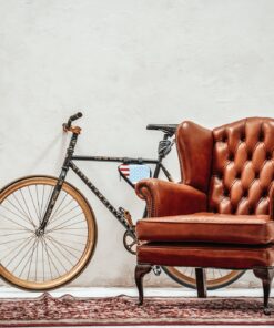 old carpet and luxury retro armchair in room