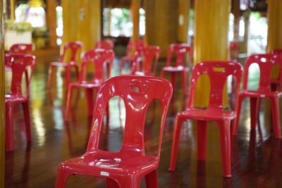 red plastic chair