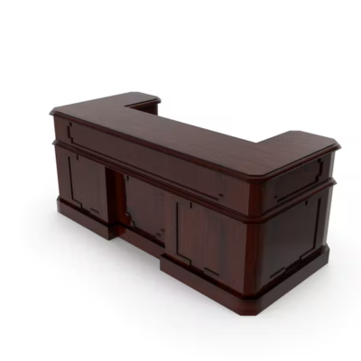 Meja Resepsionis Kayu Solid